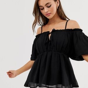 NWT ASOS Off Shoulder Top With Tie Front Detail